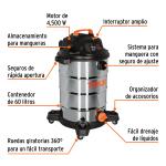 Aspiradora de sólidos y líquidos, 16 gal, acero inox