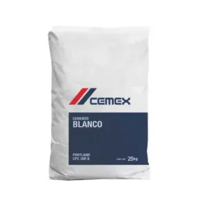 Cemex, Cemento Blanco Cpc30RB, Saco 25 Kg, Tonelada